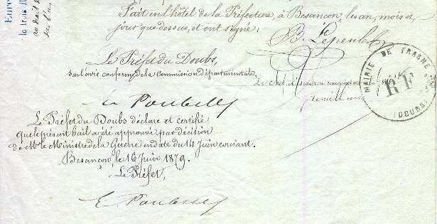 Le bail de douze ans avec la signature d'Eugène Poubelle